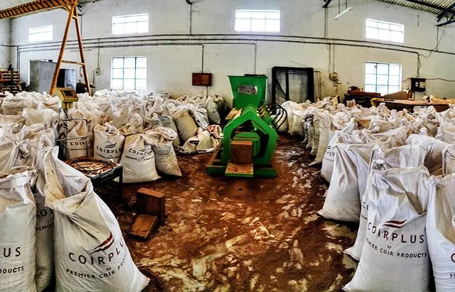 Sacks of coco peat in the block division