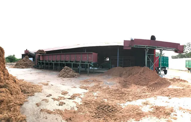 Coir fibre extraction yard