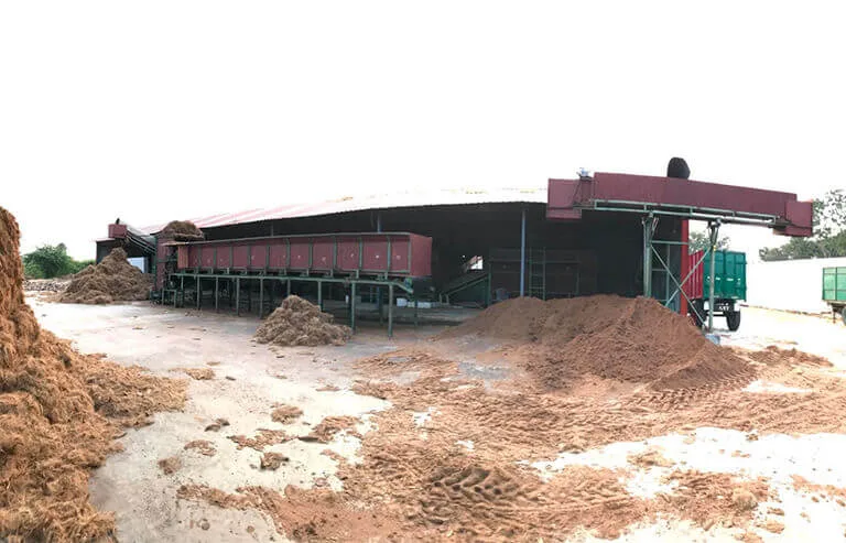 Coir fibre extraction yard