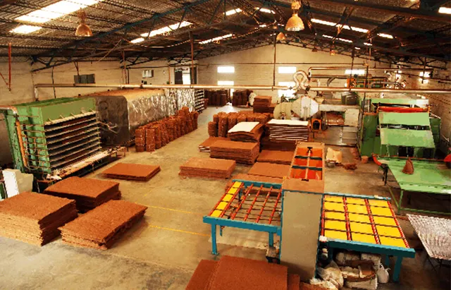 Rubberised coir sheet production floor