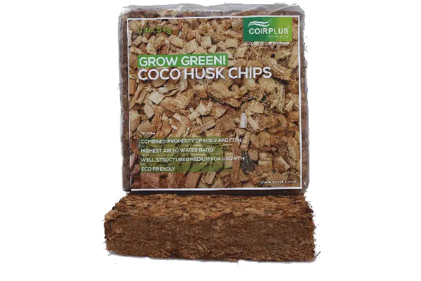 Compressed coco husk chips block