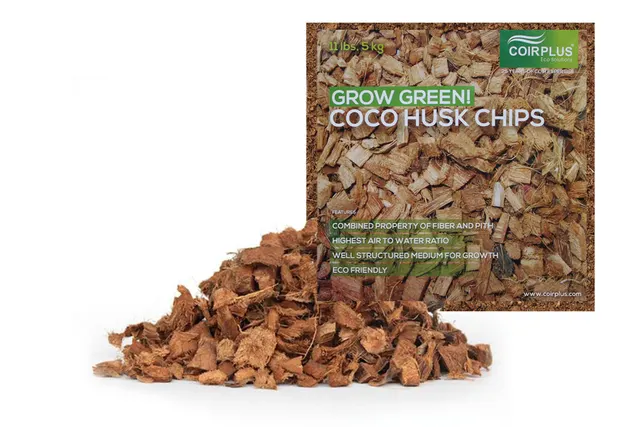 Coco husk chips with a Grow Green retail pack