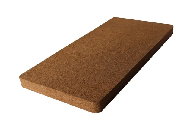Rubberised coir mattress block, angled view