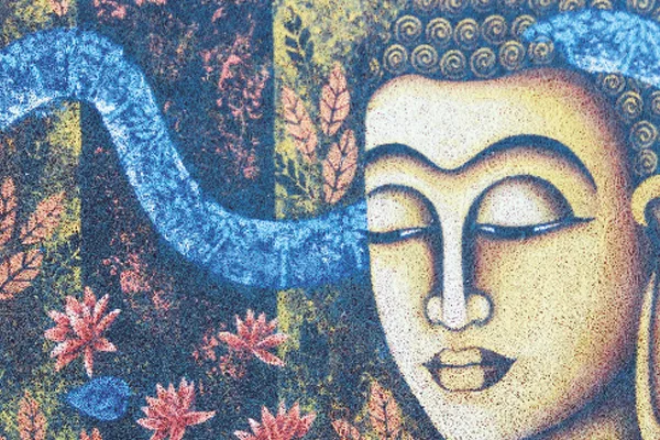 Coir print of a Buddha face