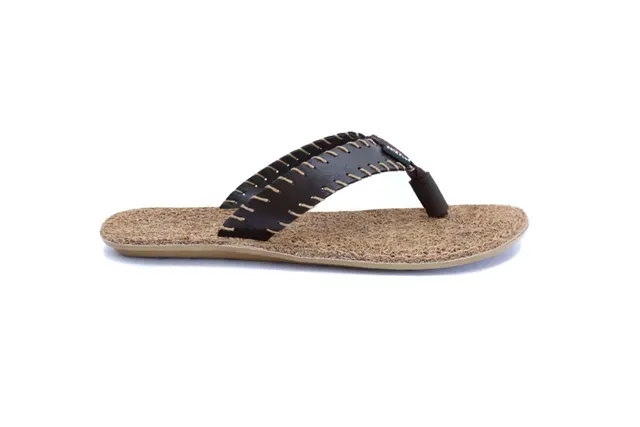 Flip-flop with a coir footbed and a braided black strap