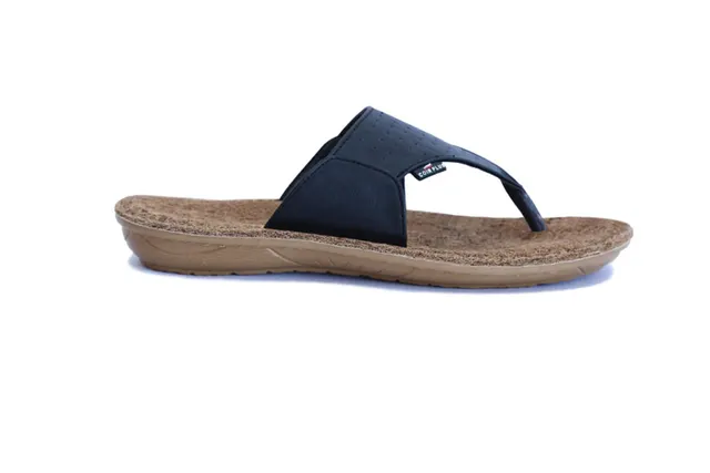Men's slipper with a coir footbed and navy upper
