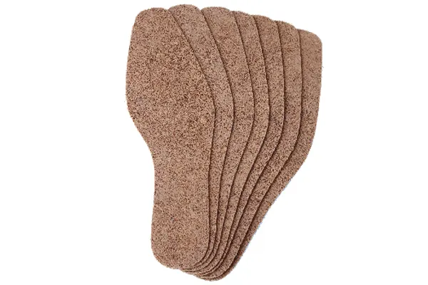 Fanned stack of coir insoles
