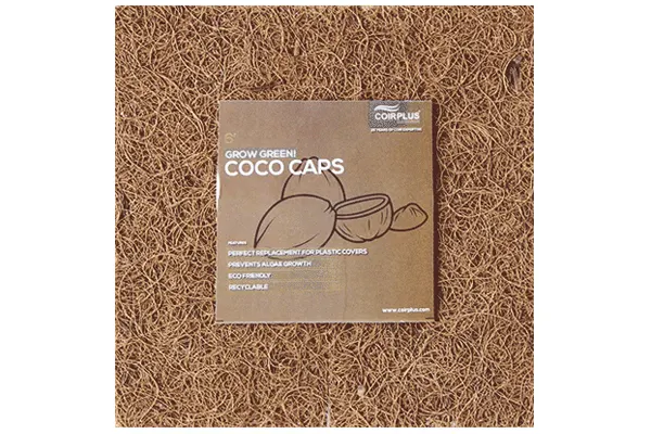 Coir mat with a Coco Caps retail card
